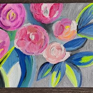 Art by j abstract flowers 8 x 10 flat canvas